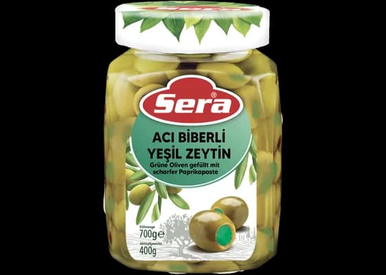 Sera Green Olives Stuffed w/Hot Pepper 720ml